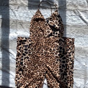 UO leopard print surplice jumpsuit
